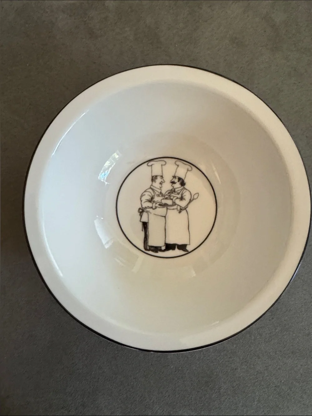 Vintage Epoch Chef Illustration White Ceramic Bowls - Set of 4, Le Restaurant